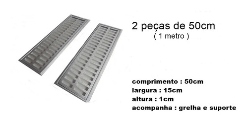 Imagem 2 de 7 de Ralo Linear 15x100cm Grelha Aluminio Coleta Agua Pluvial