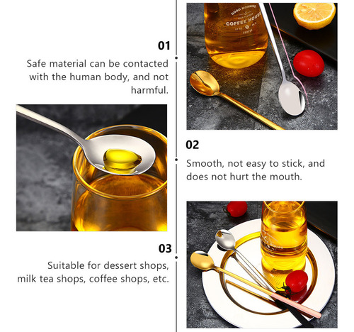 Cuchara Para Saltear Café Y Té, Mango Largo, 4 Unidades