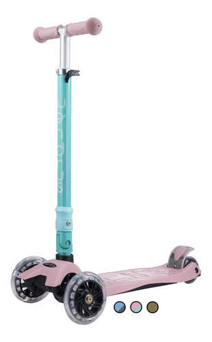 Patín Scooter Ajustable Plegable Luces Rosa 5-12años Wondrus Color Rosa con verde agua