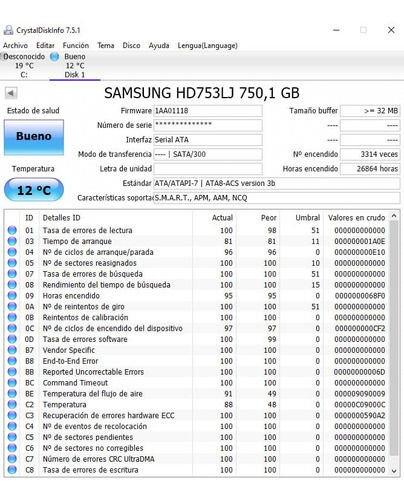 Disco Pc Samsung Hd753hj 750gb - Excelente