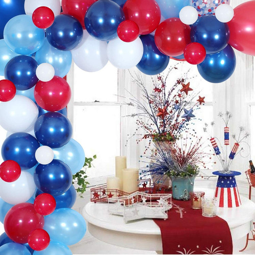Globo Blanco Azul Marino Red Garland Kit, 139 Globo Confeti