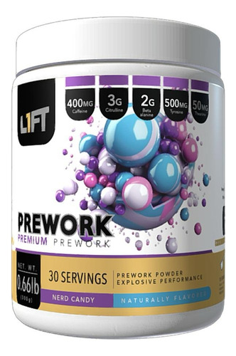L1ft Pre-entreno Premium 30 Porciones Citrulina Beta Alanina Sabor Nerd Candy