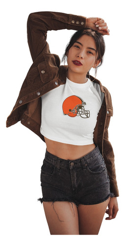 Playera Crop Top Cleveland Browns Nfl Logo