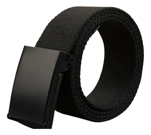 Cinturon Negro Hebilla Metal Regulable Negra