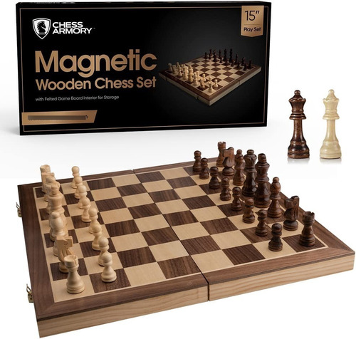 Juego De Ajedrez Magnetico De Madera De Nogal