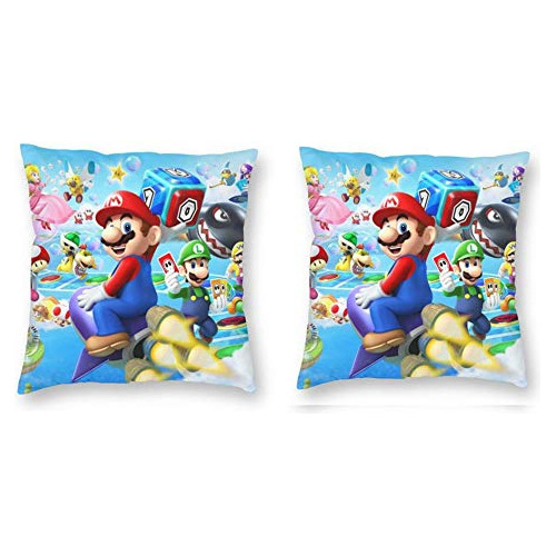 Funda De Almohada Super Mario Tiro Suave Cubierta Diver...