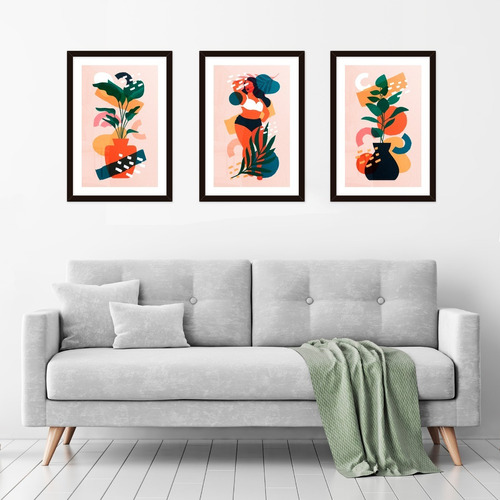 Cuadros Living Modernos Nórdicos Abstractos Boho Plantas