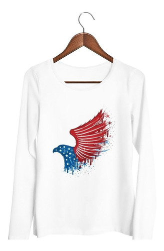 Remera De Mujer Aguila Bandera Estrellas Azul Rojo Eu Ml