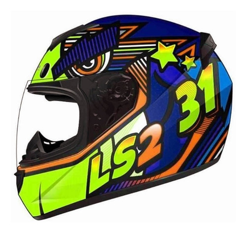 Casco Moto Ls2 Ff352 Khan Azul Marino Amarillo