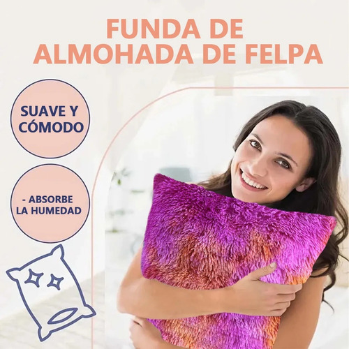 Funda De Cojín De Felpa Tie-dye Rou'ruan 40*40cm 2 Piezas Morada Con Naranja Teñido Anudado