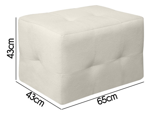 Puff Decorativo Sala De Estar Retangular 65cm Cores Variadas