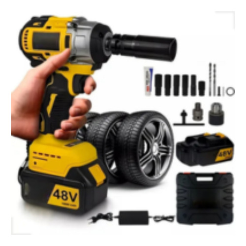 Chave De Impacto Profissional Led 2 Baterias 48v Com Maleta