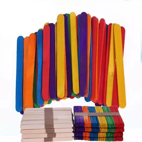 Paletas Madera De Colores Palitos Helado/ Manualidades 50pcs