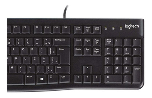 Teclado Logitech K120 Abnt2, Com Fio Usb Idioma Português Brasil Cor De Teclado Preto