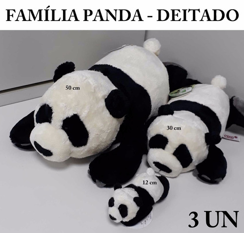 Familia Panda De Pelúcia 3 Pçs Modelo Deitado Alta Qualidade