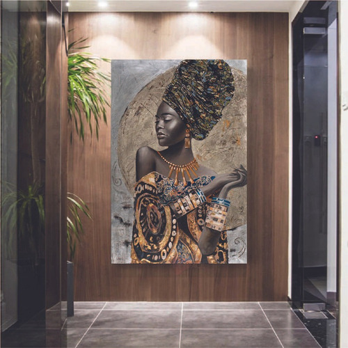 Cuadro Mujer Africana Étinica Canvas Grueso 90x60