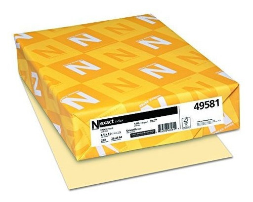 Neenah Exact Index, 250 Hojas De 8.5 X 11 Pulgadas, 110 Libr