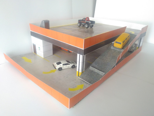 Exhibidor Papercraft Hot Wheels Esc 1/64 Estacionamiento Estacionamiento 19 Autos (Usado)