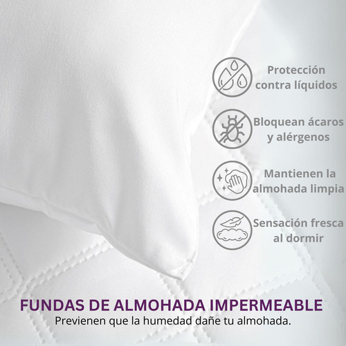 2 Pack Fundas De Almohada Impermeables Con Cierre King Size