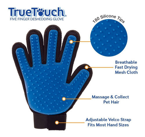 Cepillo Guante True Touch Mascotas Sacapelos Y Masajeador