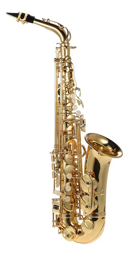 Saxofón Dorado Eb. Saxofón Alto Lacado En Latón Plano