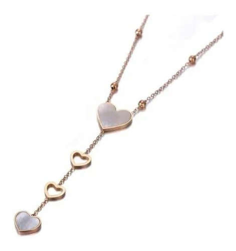 Imagen 1 de 4 de Collar Gargantilla Mujer Acero Oro Dije Corazón Perla Amor