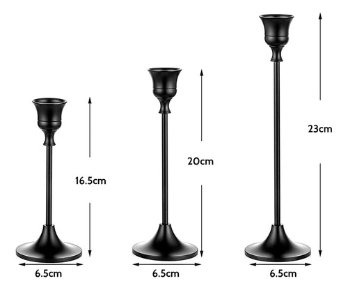 Castiçais Cônicos Conjunto De Castiçais Pretos Com 3 Castiça