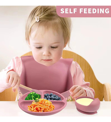 Plato De Alimentación Infantil De Silicona Set De Comida Par