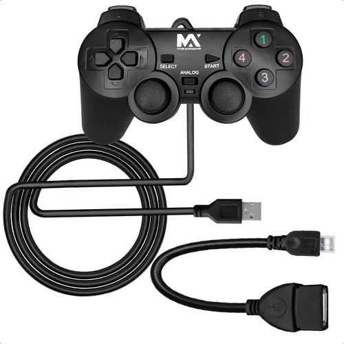 Kit Controle Joystick Analógico Usb Compatível Pc Com Cabo Usb Otg V8 Adaptador 20cm