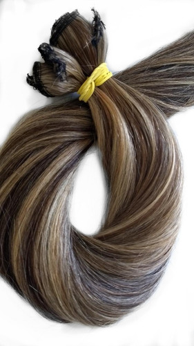 Imagem 3 de 5 de Cabelo Humano Loiro Claro Tecido Tela 120g 70 Cm Mega Hair
