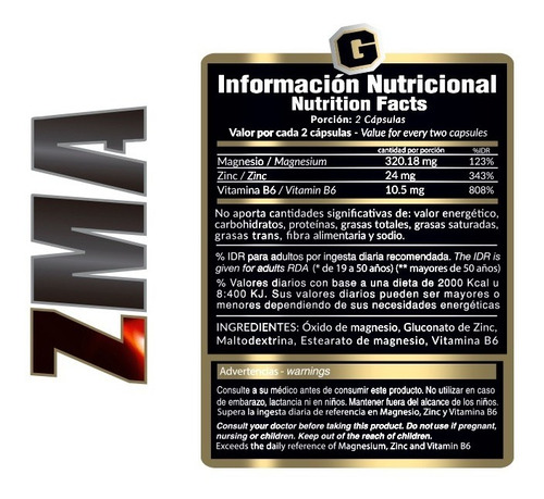 Zma Gold Nutrition Precursor De Testosterona Pack X 3