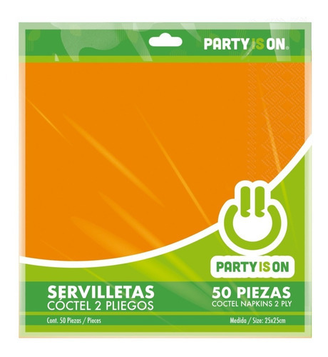 100 Pzas Servilletas De Papel Party Is On Color Naranja