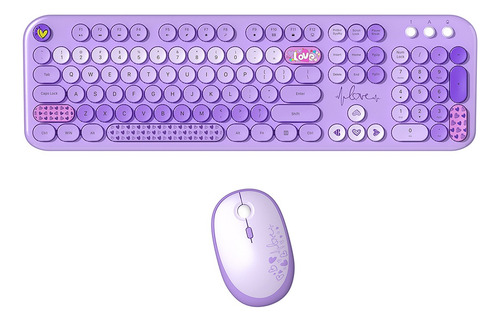 Conjunto De Teclado E Mouse Sem Fio Com 104 Teclas Coloridas