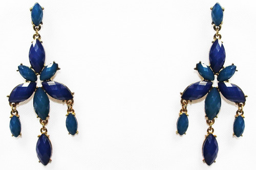 Aretes Moda Largos Estrella Cuentas Azules Biseladas Ex348