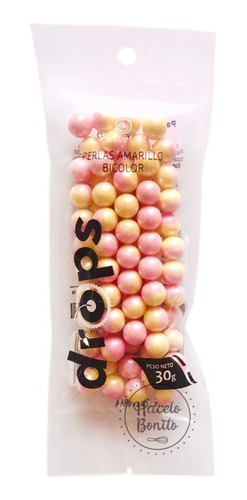 Perlas Amarillo Bicolor Maxi Drops Comestible 30gr Pastelar