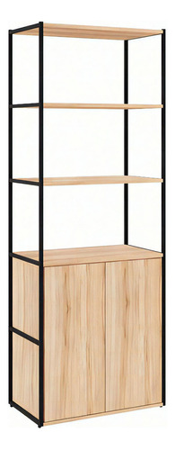 Armário De Escritório Shelf 2 Pt Calvi E Preto 173 Cm Cor Marrom-claro