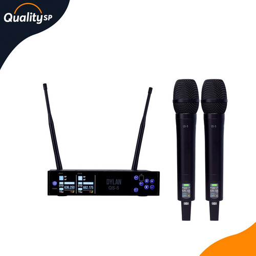 Microfone Duplo Dylan Qs-5 Cardioide Com Display Lcd