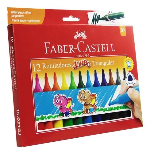 Canetinhas Hidrocor Jumbo Lavável 12 Cores Faber Castell
