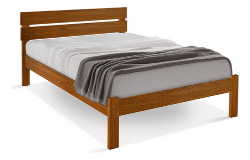 Cama De Casal Mdf Lara Turca Com Cabeceira Castanho Liso