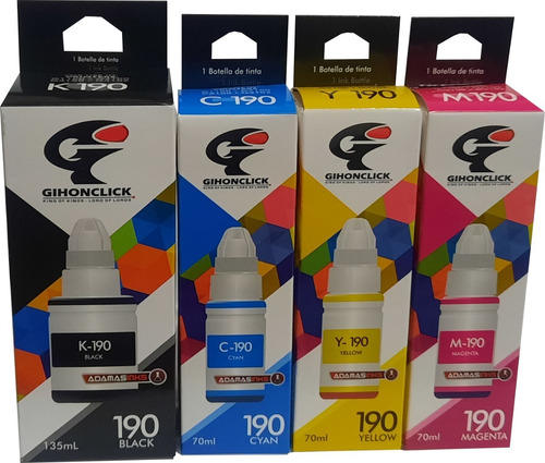 Kit De 4 Tintas Compatibles Con 190 G1100 G2100 G3100 G4100