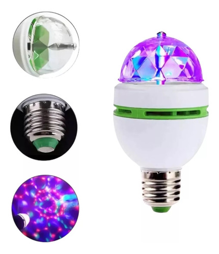 Bombillo Led Discotequero Giratorio Para Navidad Y Fiestas