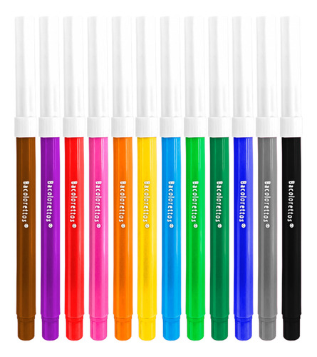Baco 12 Plumines Bacoloretto Base Agua En Colores Surtidos Mr119