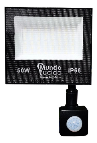 Reflector Led 50w Con Sensor De Movimiento Uso Exteriores Carcasa Negro Luz Luz Fria (blanca)