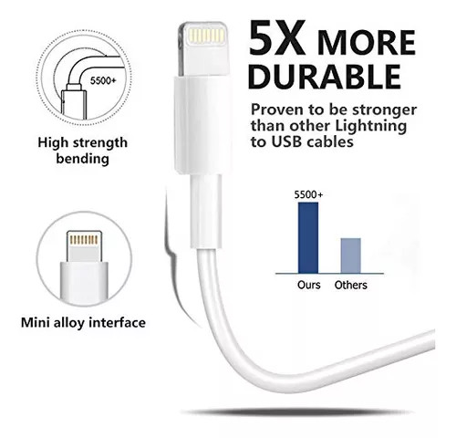 Paquete de 1 cargador original de Apple [certificado MFi de Apple], cable  Lightning a USB compatible con iPhone Xs Max/Xr/Xs/X/8/7/6s/6plus/5s, iPad