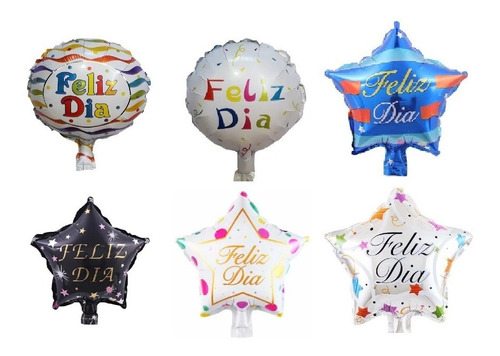 Dada®  Globo Feliz Dia 30cm Varios Festivales X6un Con Palos