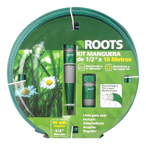 Kit Manguera 1,2'' 10 M + Accesorios Verde Roots