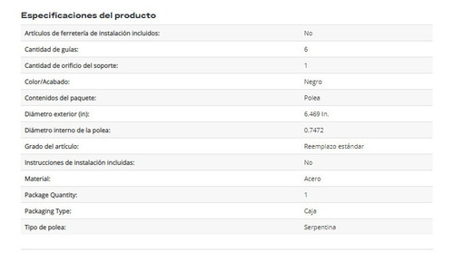 Polea Bomba Direccion Oem: 12604004