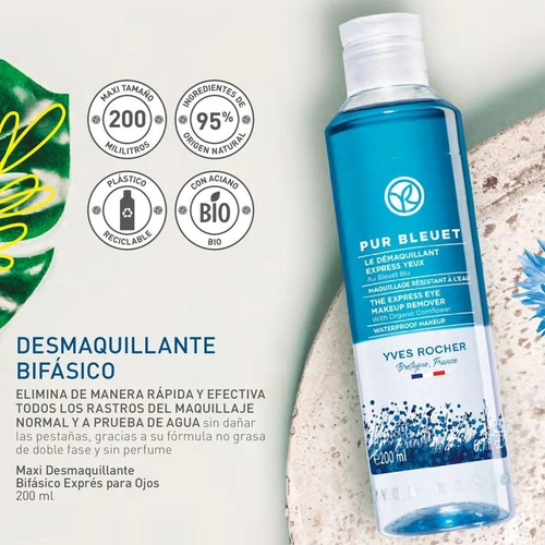 Imagen 2 de 2 de Desmaquillante Bifasico Expres Para Ojos 200 Ml Yves Rocher