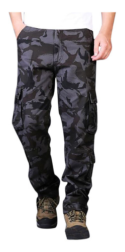 Pantalones H De Camuflaje Grueso De Algodón Puro, Talla Gran