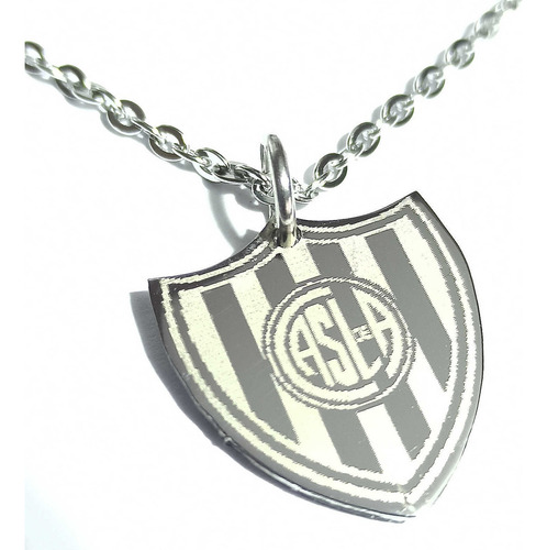 Dije Escudo Fútbol Acero Quirúrgico Grabado Personalizado Color Plateado